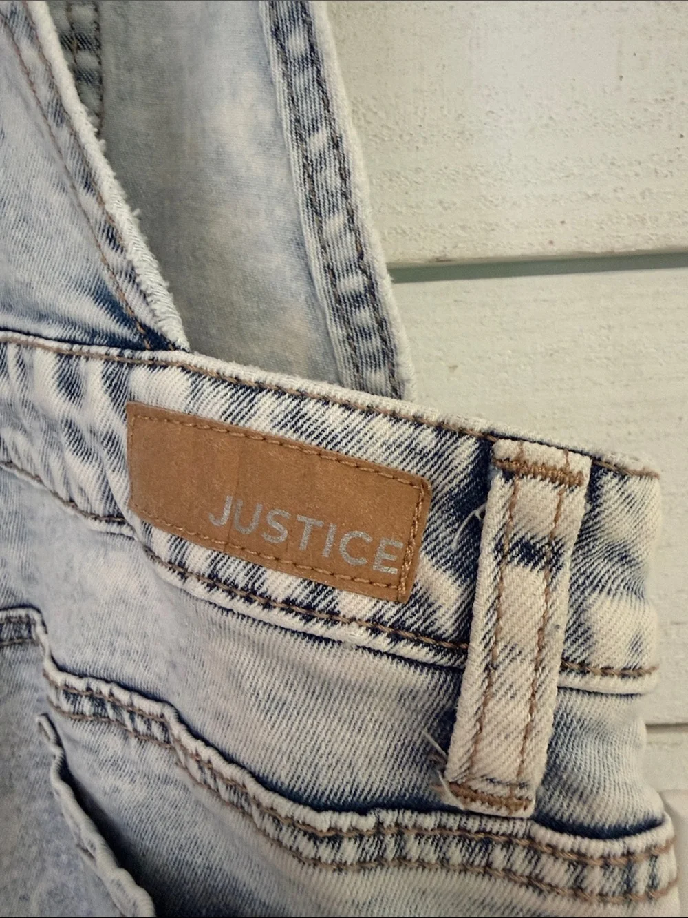 Justice x Jelly Belly sugar and stripe girls denim shortalls size 12
